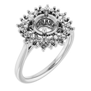 14K White 6.5 mm Round Engagement Ring Mounting