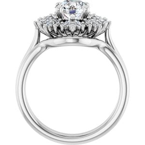 14K White 6.5 mm Round Engagement Ring Mounting