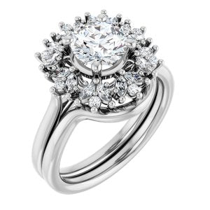 14K White 6.5 mm Round Engagement Ring Mounting