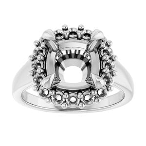 14K White 9x9 mm Cushion Engagement Ring Mounting