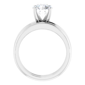 14K White  7.4 mm Round Solitaire Engagement Ring Mounting