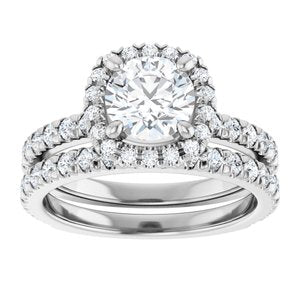 14K White 6.5 mm Round Engagement Ring Mounting