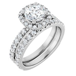 14K White 6.5 mm Round Engagement Ring Mounting