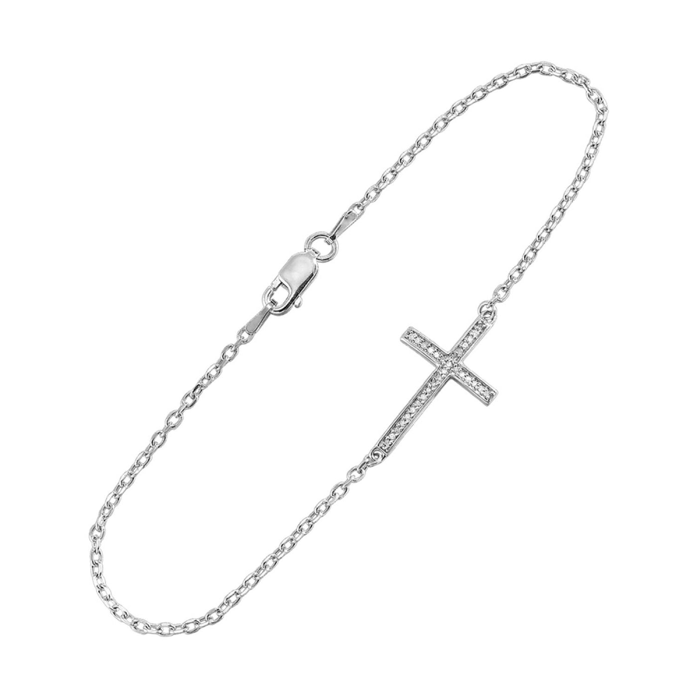 Sterling Silver Diamond Cross Bracelet