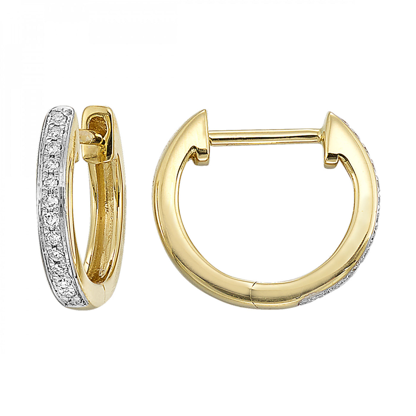 Gold and Diamond Huggie Hoop Earrings