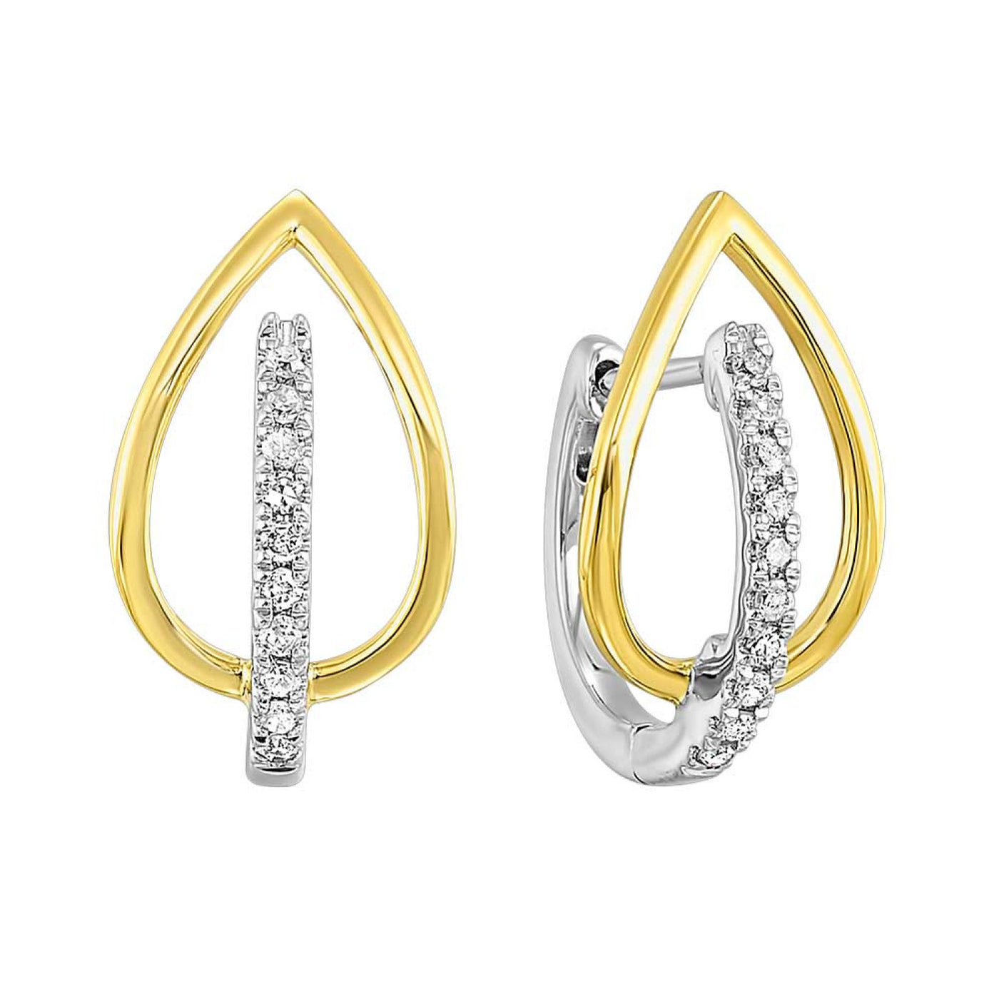 10Kt Two Tone White and Yellow Gold Hoop earrings