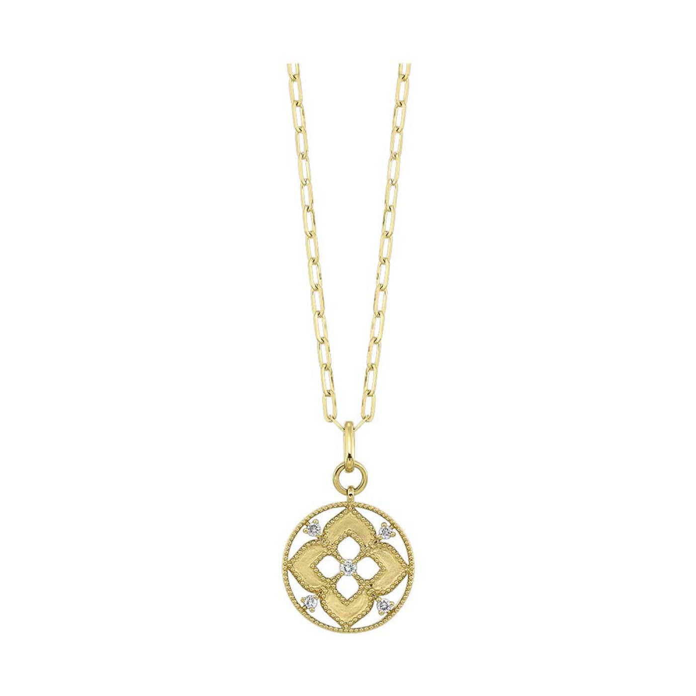 14Kt Yellow Gold Diamond Floral Pendant