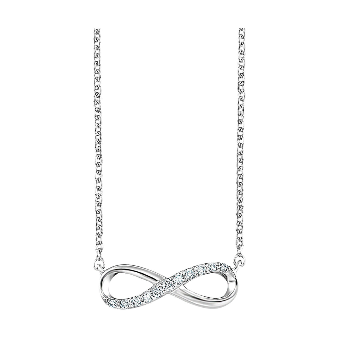 Sterling Silver Diamond Infinity Necklace