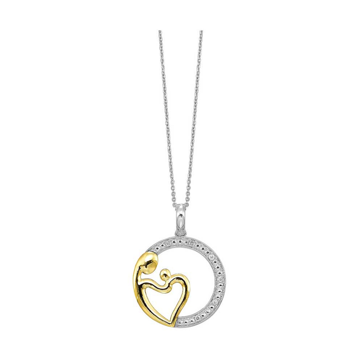 Sterling Silver Gold and Diamond Mothers Pendant