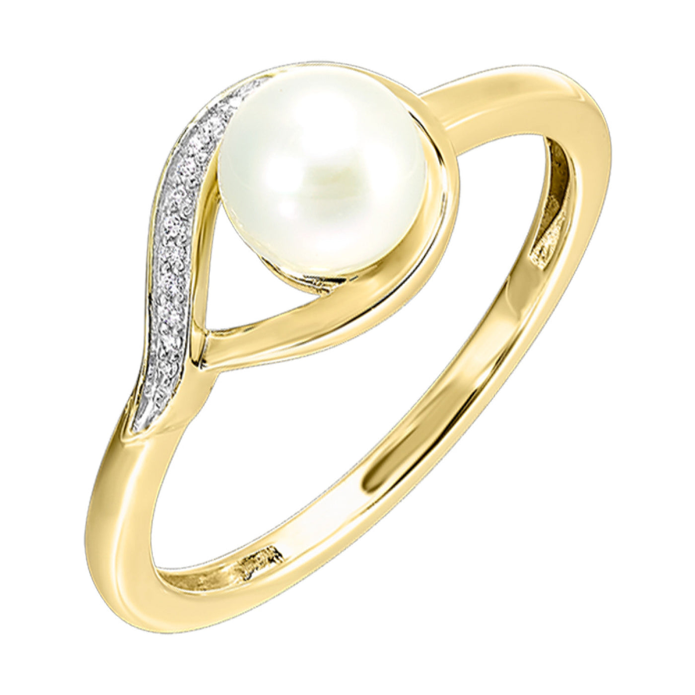 Yellow Gold Pearl and Diamond Fashion Ring