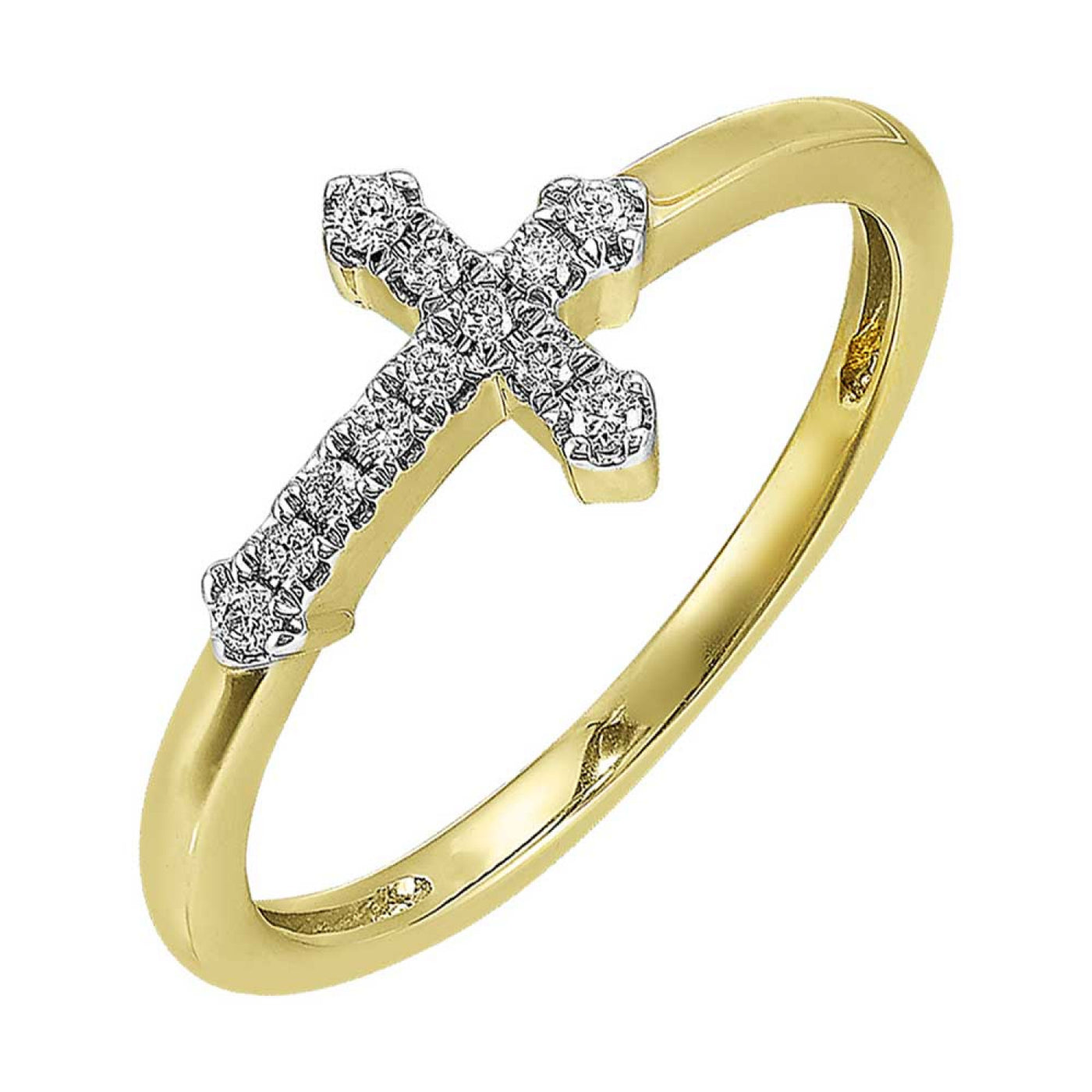 Yellow Gold Diamond Cross Fashion Ring